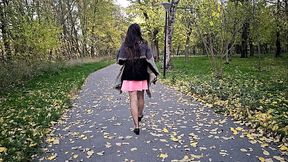 No Panties n Risky Public Pee in Autumn Park # Part 2