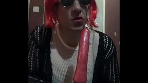 bisexual crossdresser mark wright fucks a dildo on a stick then sucks it clean wishing it was your cock instead of this rubber one