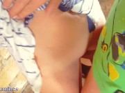 Cute girl asks to cum in panties at a construction site