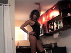 Darksome dominant-bitch walks all over her white serf