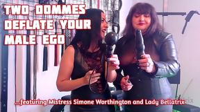 Two Dommes Deflate Your Male Ego - Lady Bellatrix And Simone Worthington With Inflatable Butt Plugs