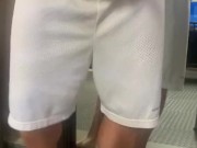 Jerking off in mirror.