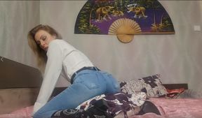 JEANS,BELT FETISH, DRY HUMPING ON PILLOW