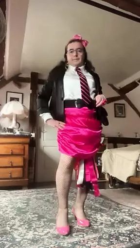 In short skirt fushia