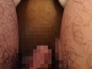 [Thin Mosaic] Uncircumcised penis pee of hairy Japanese.
