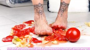 German Food Feet Crunch Fetisch porn with sexy student teen