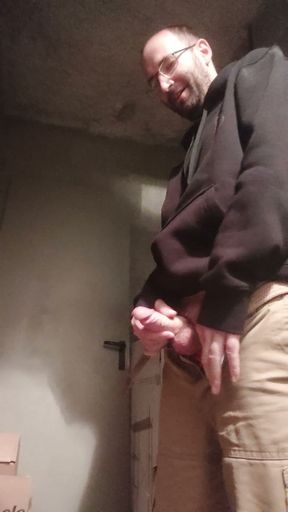 Jerking off in the building's cellar