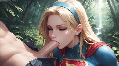 Supergirl gets hard fucked in the forest with a creampie blowjob