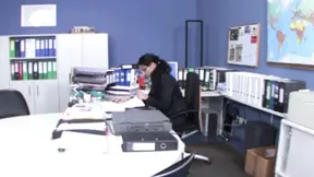 Top-class German secretary rides dick in the office