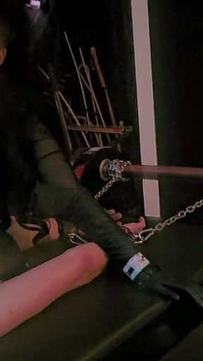 Stina Stone Femdom Smoking Human Ashtray Spitting Tease Denial in Leather Gloves