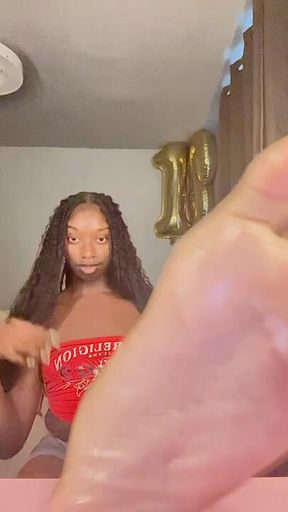 Open your mouth and worship my feet.