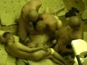 Group of russian soldiers and prostitute. Epic gangbang.