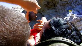 Big cock sucking lesbian dildo penetrated on the beach