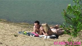 Teensy stepsis' outdoor BJ with tight tiny tush gets hammered on sunny beach.