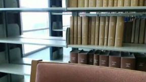 Curly dull amateur blonde princess flashes her twat and tits in library