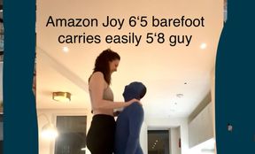 6‘5 (196cm) Amazon Joy meets a cute little 5‘8 (173cm) guy and carries him like it was nothing - even with her highest high heels