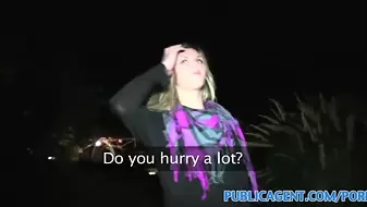 PublicPorn Hot tall babe spreads her legs for cash in public