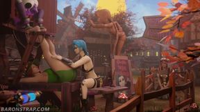 Naughty anime lesbians bound and tickled at the Renn Faire