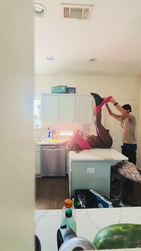 StepSon catches his ebony busty mom fucking the white neighbor.