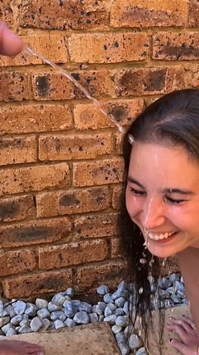 Slow motion face piss for human toilet teen   Clip 1