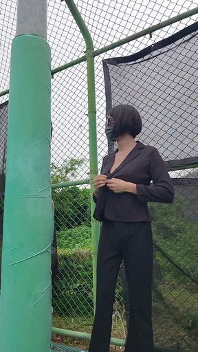 Office Lady Crossdresser Cum in Public