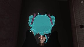 3D hentai POV Hatsune Miku sucks your cock hard until you cum