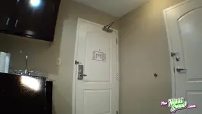 Busty blonde Nikki Sexx frantically jerks off with a big dildo