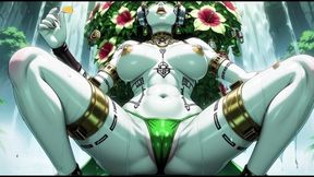 Flower girl sexy pose in waterfall (Ai animation)