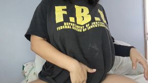Hot stepmother touches her tits and sticks several fingers in her ass, imagining her stepson doing it.