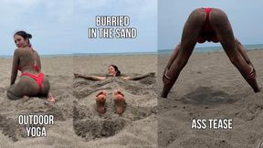 Buried in the Sand & Public Beach Yoga - Double the Show