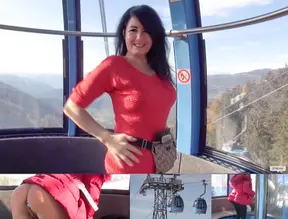 Hot young woman gets fucked in public cable car