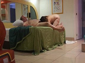 Fat mature lovers make a sex tape in the bedroom