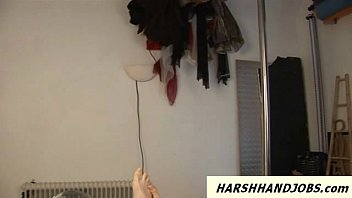 2 poledancing girls give rough harsh handjob