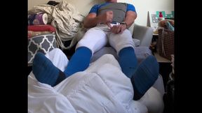 Alpha Baseball Player Jockdad87 Shoots a His Jock Cum in His Blue Gear