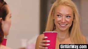 GirlGirlWay com - Gorgeous young redheads explore a steamy lesbian threesome