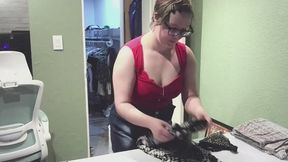 Striptease doing chores and naked peeing