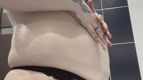BLOATED BELLY TEASE AND LOUND SNEEZES
