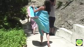 Asian dark-haired chicks get slammed and shower after