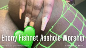 Ebony Fishnet Asshole Worship