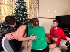 Busty amateur girlfriend group sex with facials