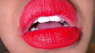 Morocco 18yo Hot Girl Licking Her Mouth Juicy &amp; ASMR Movements Tongue With Red lipstick