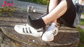Petra smokes her ciggaretes outdoor