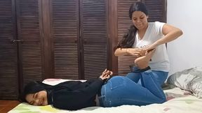 Camila hogties and tickles Liliana's upperbody and feet