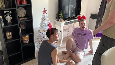 Skinny Twink Destroyes my Ass while my BF Cums on my Face