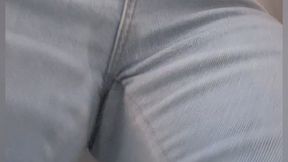 Leaking and Wetting Light Blue Skinny Jeans