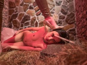 Hard lesbian flogging