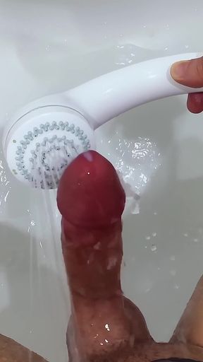 Shower Head Frenulum Orgasm and Cum