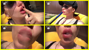 Hookah smoking outdoor &amp; Big Lips tease