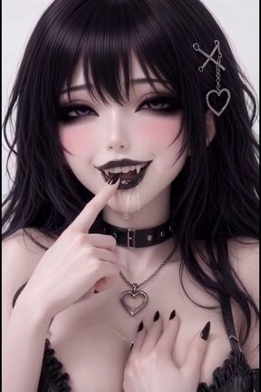 Hot 3d anime goth baddie fingering in white space