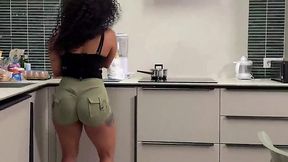 Caught the Building's Janitor Peeping in the Laundry Room, So I Fucked Him in Sheer Red Lingerie